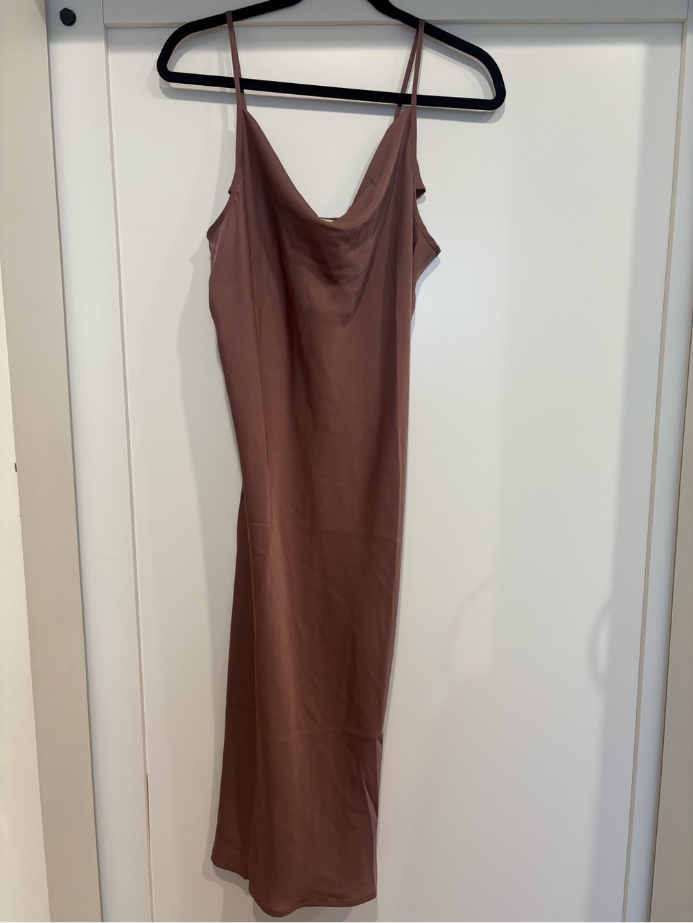 Cowl-Neck Slip Midi Dress in Mauve